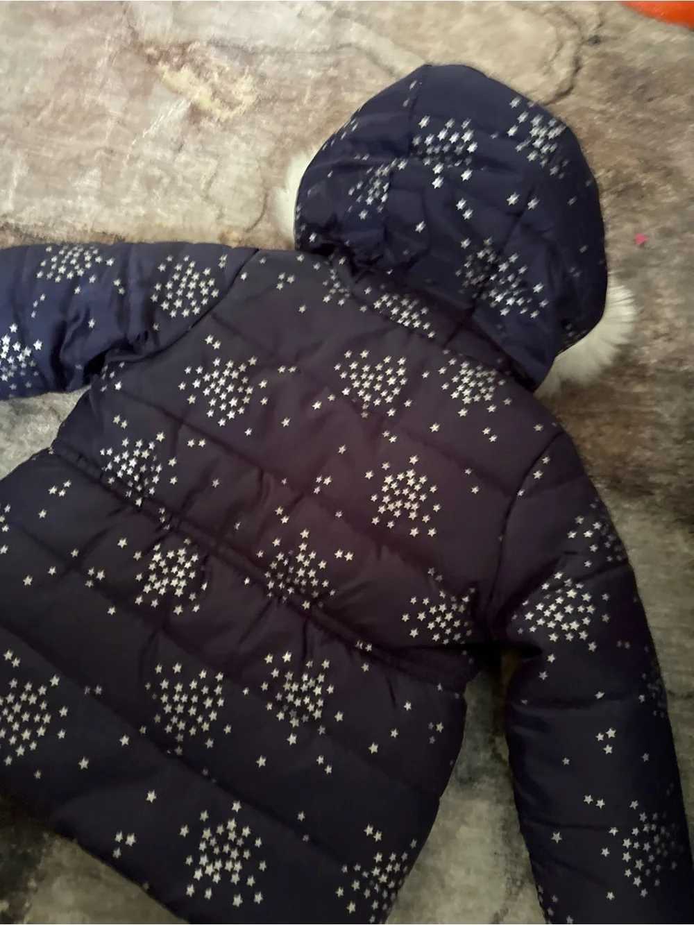 Carters Kids Star-Print Puffer Jacket with Faux-Fur Hood